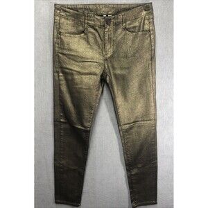 MNG Jeans Womens Gold Denim Pants Size 10 Festive Grunge